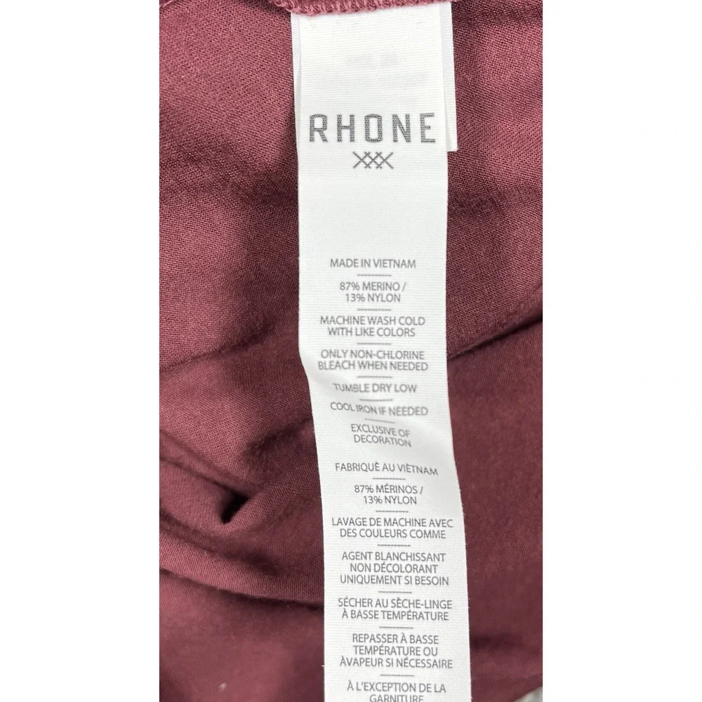 Rhone‎ Modino Wool Long Sleeve Tee Mens's Size S Tawny Port Red NWT